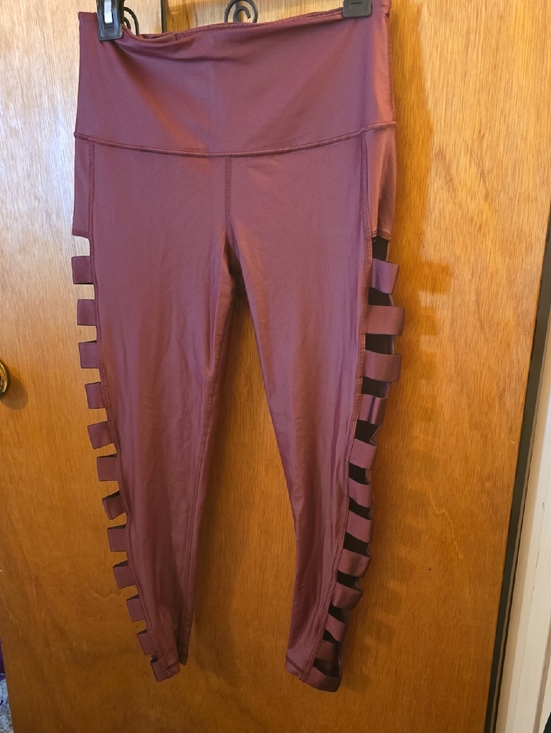 Victoria Sport Pants - High-Rise Burgundy Cutout Side Leggings